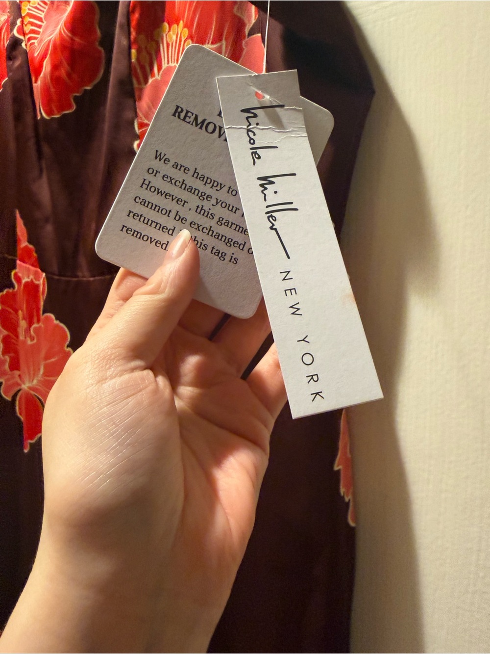 Nicole Miller Burgundy Maxi Dress with Pink Floral Print - Picture 5 of 11